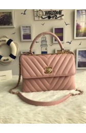Chanel CC original lambskin top handle flap bag 92236V pink Gold Buckle HV01826UF26