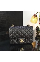 Chanel Classic MINI Flap Bag Original Sheepskin Leather A1115 Black Gold Chain HV03617Tk78