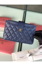 Chanel classic pouch Grained Calfskin & Gold-Tone Metal A81902 blue HV09904Kd37