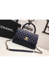 Chanel Classic Top Handle Bag A92991 Dark blue Gold chain HV10074vj67