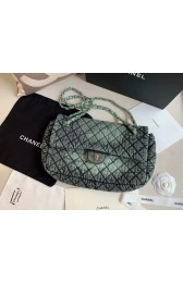 CHANEL Denim flap bag AS1113 green HV07737pA42