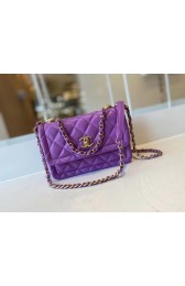 Chanel flap bag Calfskin & Gold-Tone Metal AS2055 purple HV04053Gh26