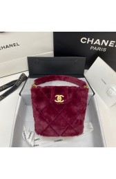 Chanel flap bag Shearling Lambskin & Gold-Tone Metal AS2241 Burgundy HV01784Sy67