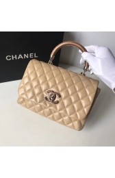 Chanel Flap Bag with Top Handle Gold-Tone Metal A57342 Beige HV07803DI37