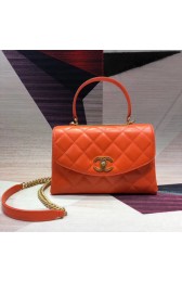 Chanel flap bag with top handle Lambskin & Gold-Tone Metal AS1174 orange HV09371dX32