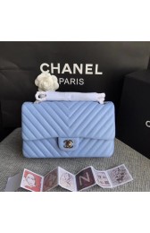 Chanel Flap Original sheepskin Shoulder Bag 1112V Light blue silver chain HV02263CD62