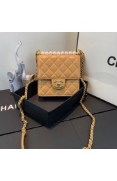 Chanel Flap Shoulder Bag Sheepskin Leather 77398 light tan HV10402UE80