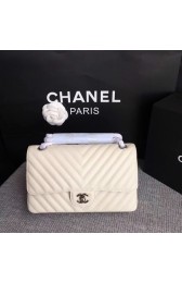 Chanel Flap Shoulder Bags Beige Leather CF 1112V silver chain HV01523Fh96