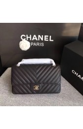 Chanel Flap Shoulder Bags black Leather CF 1112V silver chain HV01382Bw85