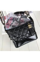 Chanel Gabrielle Calf leather Shoulder Bag A91810 black HV07612sY95