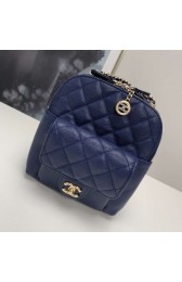 Chanel Grained Calfskin & Gold-Tone Metal backpack AS0003 blue HV07880RX32