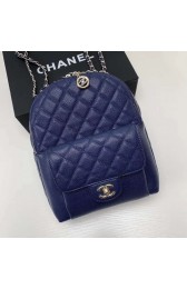 Chanel Grained Calfskin & Gold-Tone Metal backpack AS0004 blue HV01135Eb92