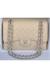 Chanel Jumbo Double Flaps Bag Apricot Cannage Pattern A36097 Silver HV04073Is79