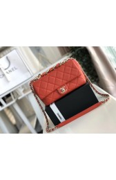 Chanel Lambskin Flap Bag &gold-Tone Metal AS1353 red HV01147AM45
