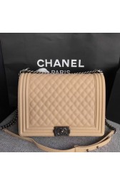 Chanel LE BOY Shoulder Bag Original Caviar Leather 67087 apricot Silver chain HV00423Is79
