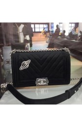 Chanel LE BOY Shoulder Bag Original velvet universe C67086 black HV00886XW58