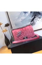 Chanel LE BOY Shoulder Bag velvet 67086B pink HV07421wv88
