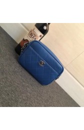Chanel mini Leather cross-body bag 7738 blue HV06790JD63
