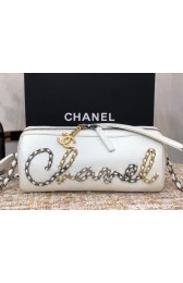 Chanel Original Sheepskin Leather Bowling Bag AS1779 white HV00484Kn56