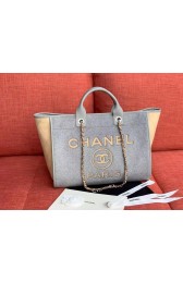 Chanel Original Tote Shopping Bag Wool calfskin & Silver-Tone Metal A93786 Grey&beige HV04054nS91