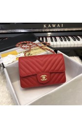 Chanel Small Classic Handbag Grained Calfskin & Gold-Tone Metal A69900 red HV01375EW67