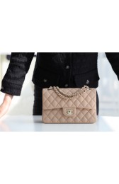 Chanel Small Classic Handbag Grained Calfskin & silver-Tone Metal A01113 Apricot HV00791Lo54