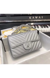 Chanel Small Classic Handbag Grained Calfskin & silver-Tone Metal A69900 silver HV09773Oj66