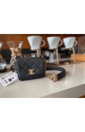 Chanel small flap bag Lambskin & Gold-Tone Metal AS2051 black HV11603yC28