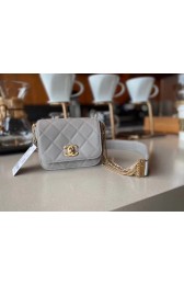Chanel small flap bag Lambskin & Gold-Tone Metal AS2051 grey HV07887gE29