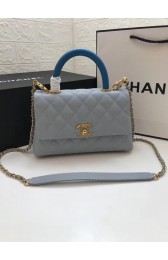 Chanel Small Flap Bag with Top Handle A92990 light blue HV00784Lp50