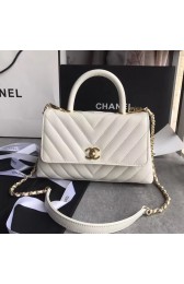 Chanel Small Flap Bag with Top Handle A92990 white HV11429lU52