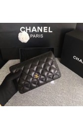 Chanel WOC Flap Bag Black Original Sheepskin Leather 33814 Glod HV10281Lo54