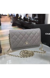 Chanel WOC Mini Shoulder Bag 33814 gray gold chain HV09694hT91