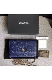 Chanel WOC Mini Shoulder Bag A33814 blue gold chain HV01673cf57