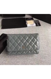 Chanel WOC Mini Shoulder Bag Original Patent leather 33814 gray silver chain HV11893hk64