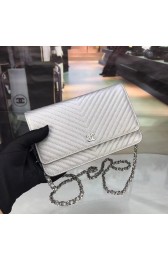 Chanel WOC Original Caviar Leather Flap cross-body bag E33814 silver HV01057Mc61