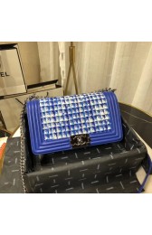 Cheap Fake Chanel Leboy Original Calfskin leather Shoulder Bag G67086 blue & silver -Tone Metal HV10669BC48