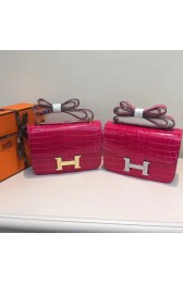 Cheap Fake Hermes Constance Bag Croco Leather H6811 rose HV00814BC48