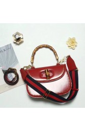 Copy Best Gucci Bamboo Daily Leather Tote Bag 488800 red HV00398Qc72