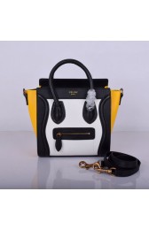 Copy Celine Luggage Nano Bag Original Leather 8802-9 White&Black&Yellow HV11981Zn71
