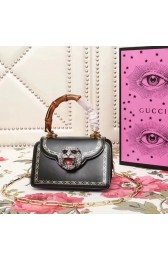 Copy Gucci Bamboo Daily Leather Top Handle MINI Bag 488667 black HV02356Kn92