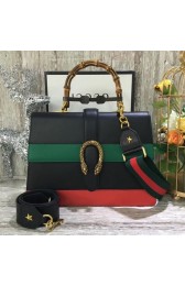 Designer Replica Gucci original Dionysus leather top handle bag 421999 black HV10346CF36