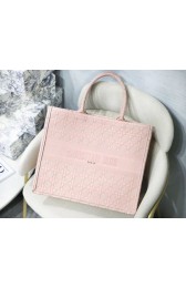 DIOR BOOK TOTE BAG IN EMBROIDERED CANVAS C1286 Pink HV04329vK93