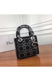 Dior Mini Lady Rhinestone Diorama Clamshell Bag Calfskin 8817 Black HV06174UM91