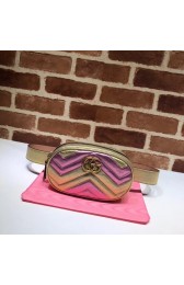 Fake 1:1 Gucci GG Marmont matelasse leather belt bag 476434 Pink&gold HV02282YK70