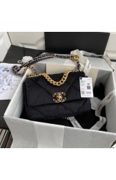 Fake Chanel 19 flap bag velvet AS1160 black HV00488eZ32