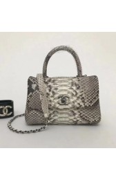 Fake Chanel CC original snakeskin top handle flap bag A93049 gray HV04355RY48