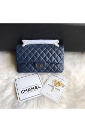 Fake Chanel Flap Original Cowhide Leather 30225 blue Silver chain HV01113Hj78
