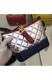 Fake Chanel Gabrielle Calf leather Shoulder Bag 1010B silver with Dark blue HV01144ny77