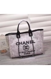 Fake Chanel Medium Canvas Tote Shopping Bag 8046 light gray HV09203eZ32